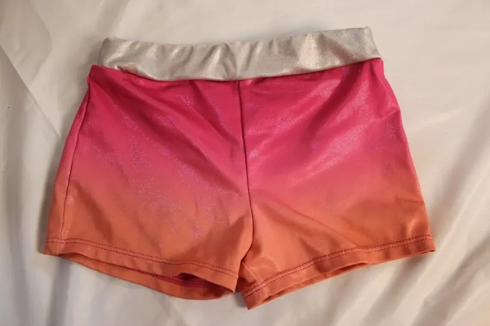 Athletic Works Girls S 6/6x Pink Orange Ombre Metallic Athletic Shorts